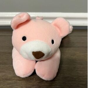 Vintage 1994 Ty Pillow Pals Snuggy the Pink Teddy Bear with Pink Ribbon Plush